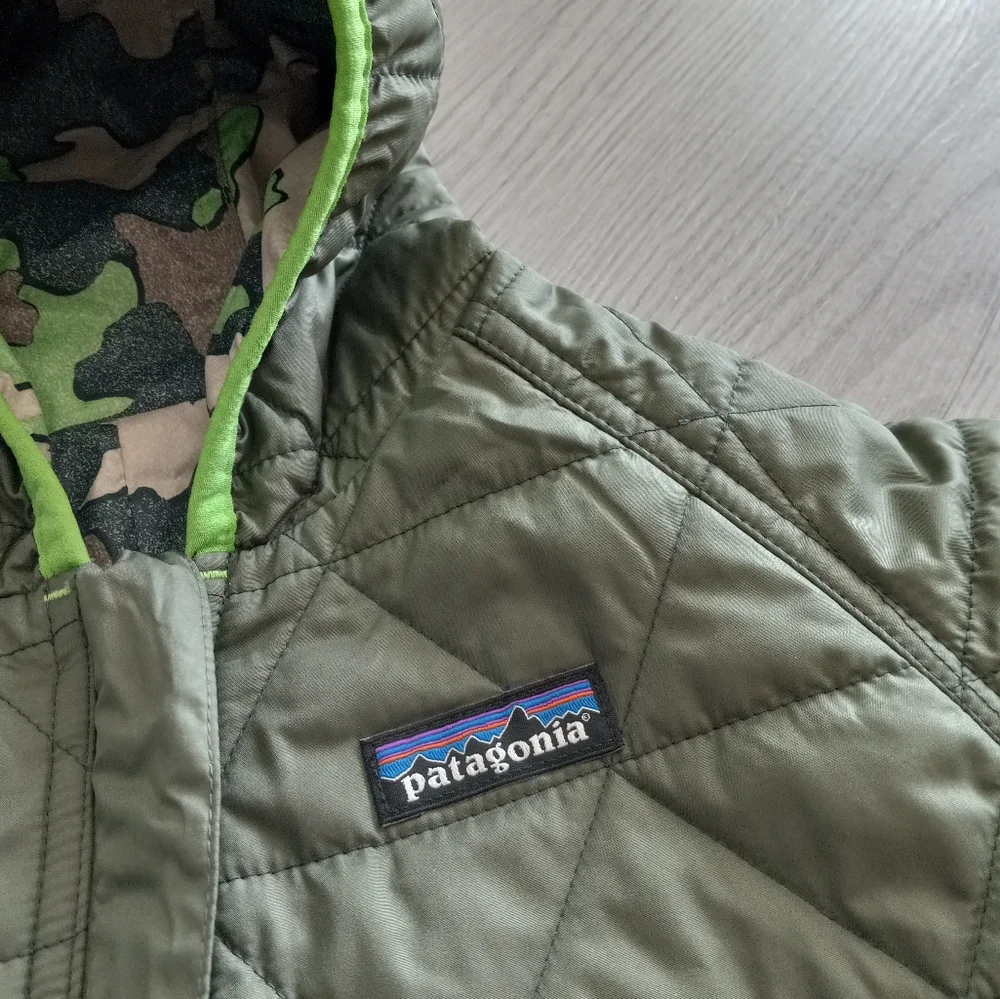 Patagonia Baby Reversible Puff Ball Bunting Green Camo Green 12-18m